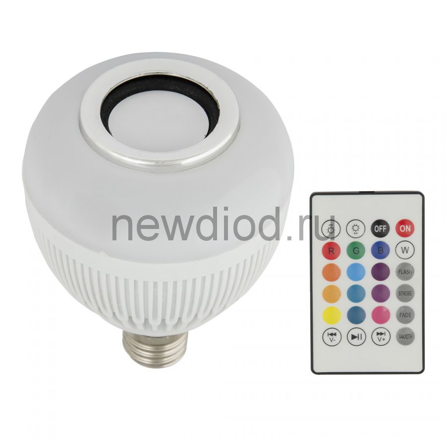 Светодиодный светильник Диско ULI-Q340 8W/RGB/E27 WHITE с динамиком и Bluetooth 220В белый ТМ Volpe