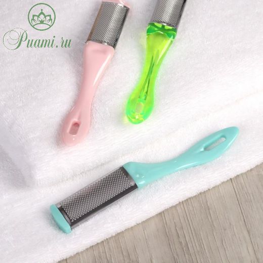 Тёрка для ног, 2 в 1, металлическая/наждачная, 18,5 см , цвет МИКС