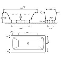 Керамическая ванна прямоугольной формы Jacob Delafon Elite 190x90 E6D033-00 схема 9