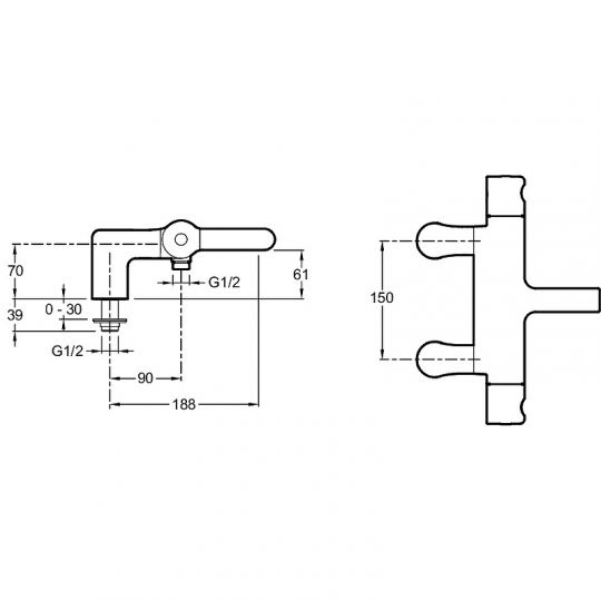 Термостатический смеситель для ванны Jacob Delafon Singulier E1087 схема 5