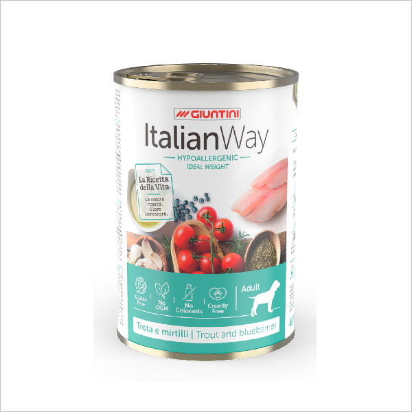 Влажный корм для собак Italian Way гипоаллергенный c форелью и черникой
