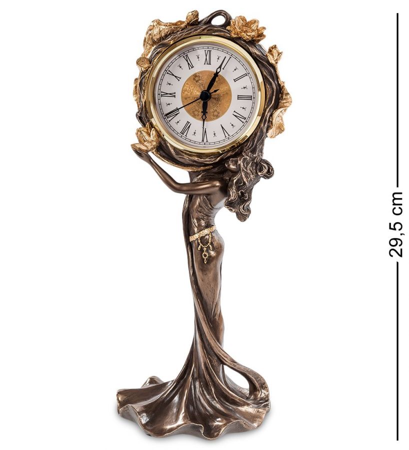 Часы «Девушка и лотосы» 12x10 см, h=29.5 см (WS-687/2)