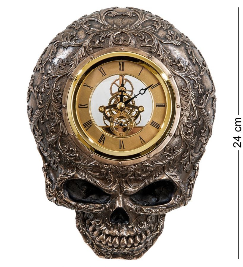 Статуэтка-часы в стиле Стимпанк «Череп» 18x5 см, h=24 см (WS-916)