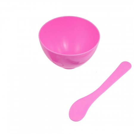 Миска с лопаткой косметическая розовая