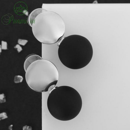 Серьги ассорти "Снежок" диск, цвет чёрный в серебре
