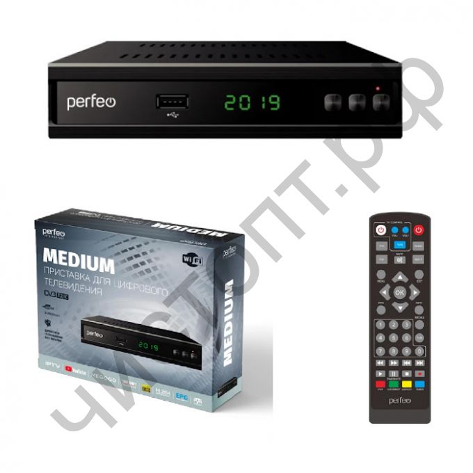 Цифровой ресивер DVB-T2/C Perfeo "MEDIUM" для цифр.TV, Wi-Fi, IPTV, HDMI, 2 USB порта, DolbyDigital, обуч.пультДУ