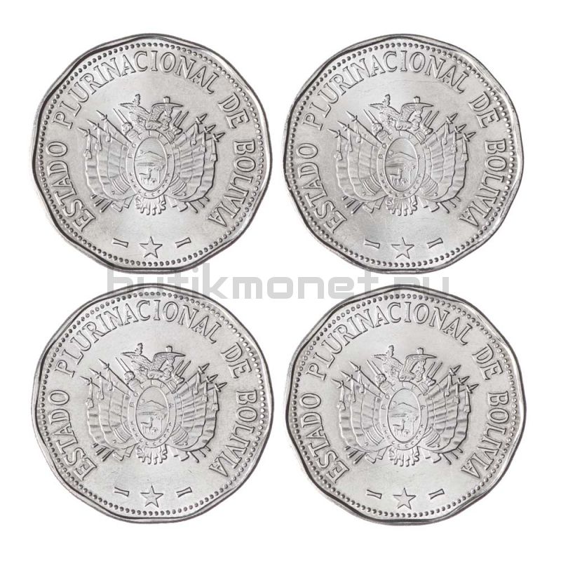 Набор монет 2 боливиано 2017 Боливия Тихоокеанская война (4 штуки)