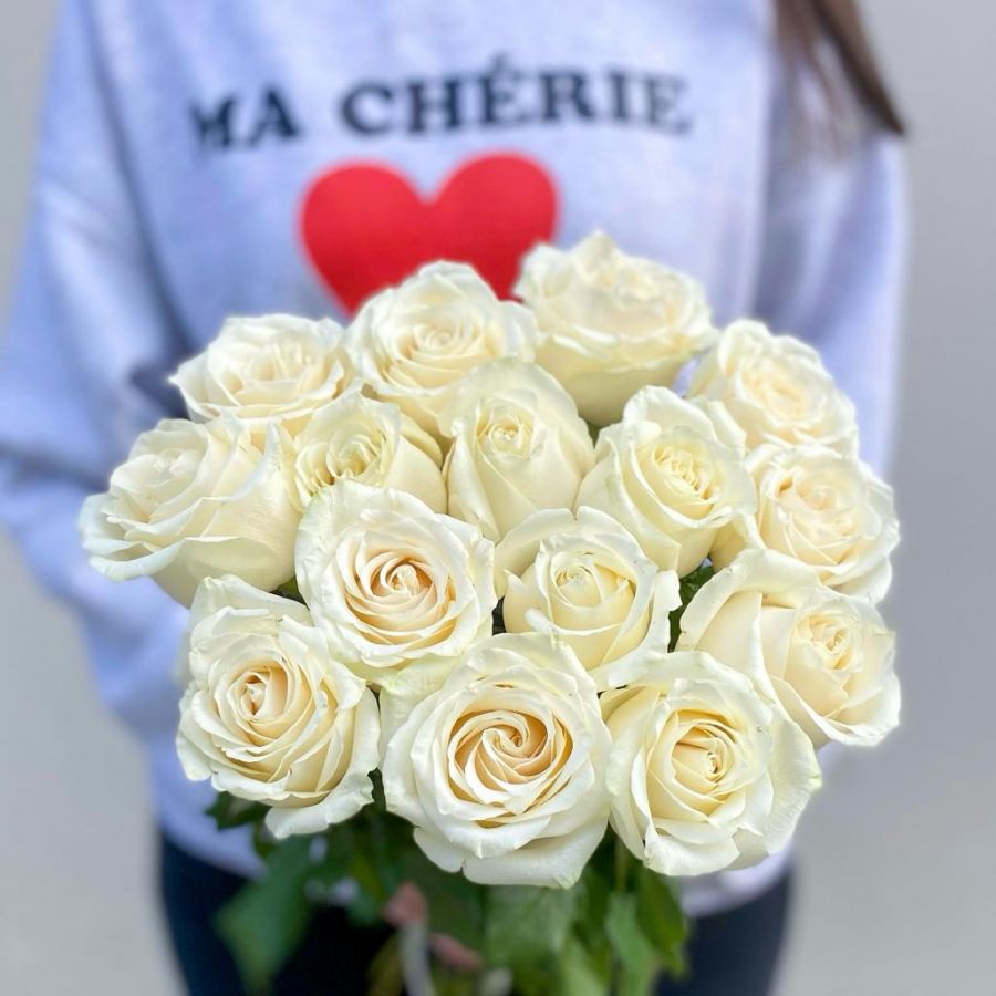 Белые розы 50 см (от 11шт)