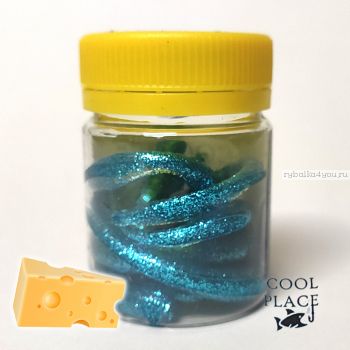 Мягкая приманка Cool Place Worm 7,5 см / цвет: голубой глиттер