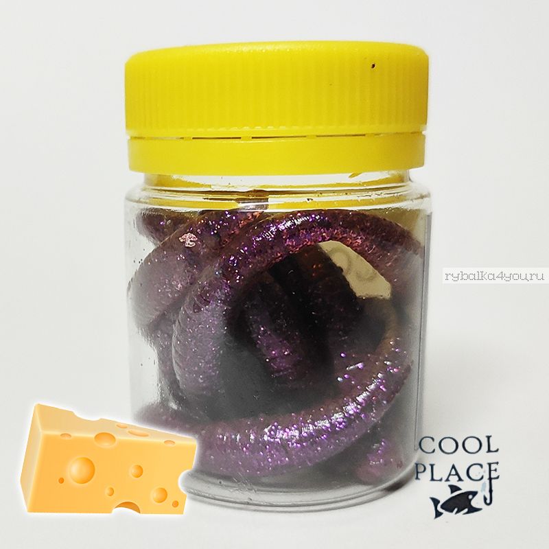 Мягкая приманка Cool Place Worm 7,5 см / цвет: фиолетовый глиттер
