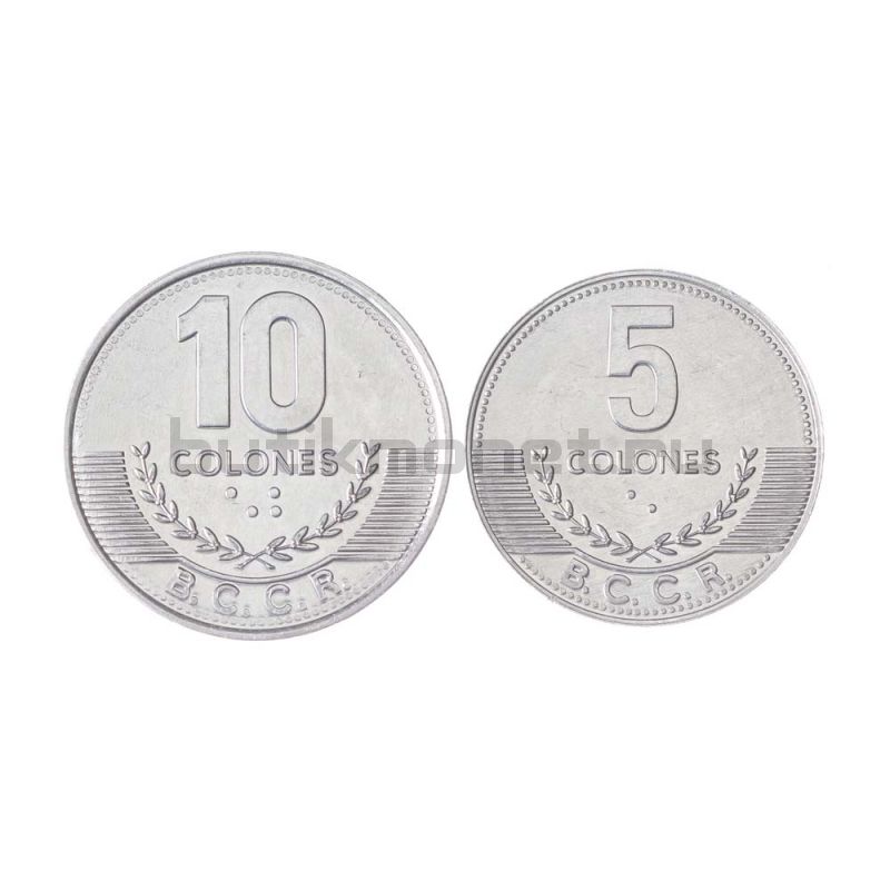 Набор монет 5 и 10 колонов 2016 Коста-Рика (2 штуки)