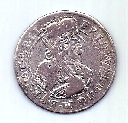 18 грошей 1/4 талера 1684 Бранденбург Пруссия XF Германия