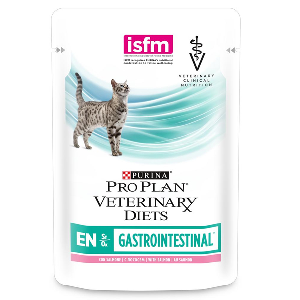 Влажный корм для кошек Pro Plan Veterinary Diets EN St/Ox для взрослых кошек и котят для снижения проявлений острого нарушения всасывающей функции кишечника, с лососем 85 г