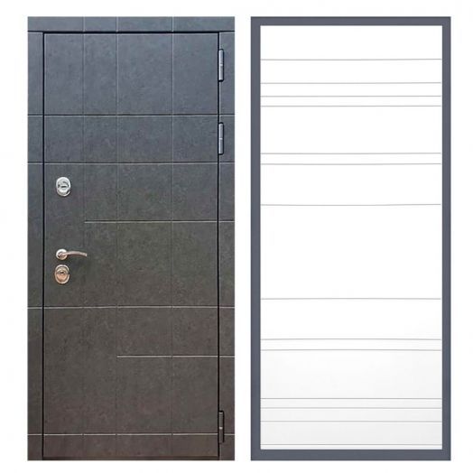 Дверь входная металлическая Армада H21 Штукатурка Графит ФЛ-14 Белый Софт