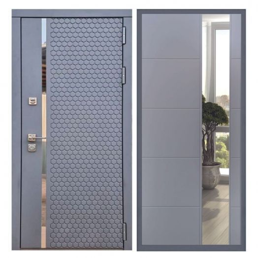 Дверь входная металлическая Армада H24 Силк Титан Зеркало ЛФЛС-19 Софт Грей