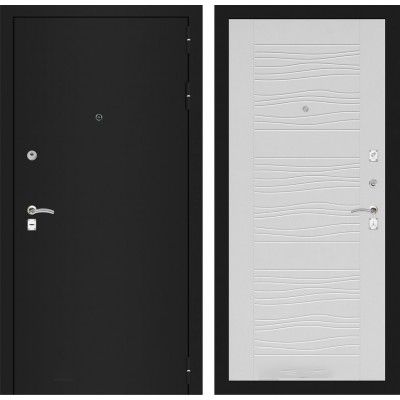 Дверь Входная Металлическая Лабиринт CLASSIC шагрень черная 06 Белое дерево