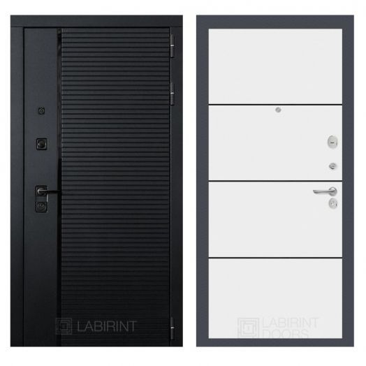 Дверь Входная Лабиринт (LABIRINT) Пиано 25 - Белый софт, черные вставки