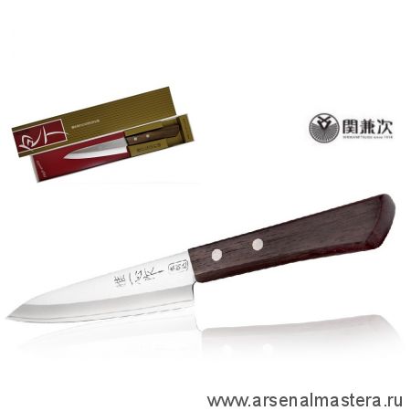 Нож Кухонный Универсальный Kanetsugu Special Offer длина лезвия 120 мм сталь AUS-8/SUS410  3 слоя, рукоять розовое дерево, заточка 5000 Tojiro 2001