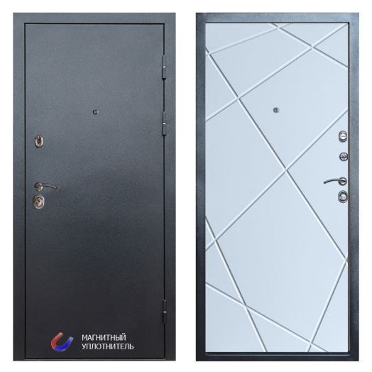 Входная Металлическая Дверь Термодор Termo-door (T.DOOR) Техно Графит Лучи белый