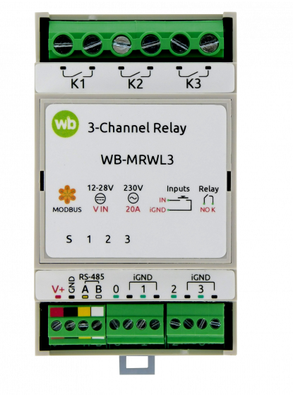 Модуль реле 3-канальный WB-MRWL3