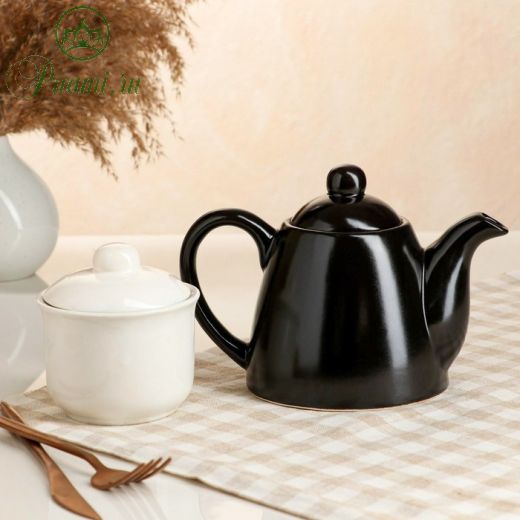 Чайная пара "Инь-Янь", чёрно-белая, чайник 0.7 л, сахарница 0.3 л