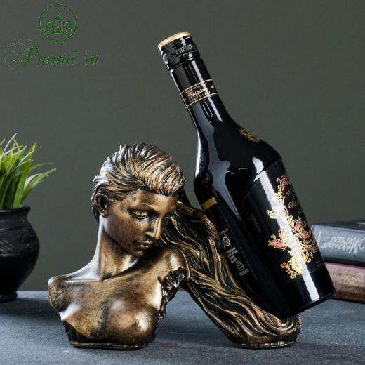 Подставка под бутылку "Девушка с волосами" бронза, 17х22х11см