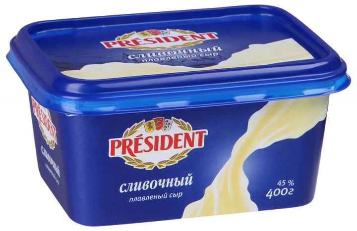 Сыр Президент 45% 400г Сливочный ванночка
