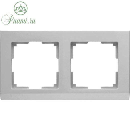 Рамка на 2 поста  WL04-Frame-02, цвет серебряный