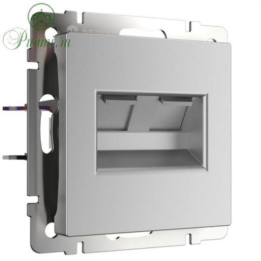 Розетка телефонная RJ-11 и Еthernet RJ-45 WL06-RJ11-45, цвет серебро