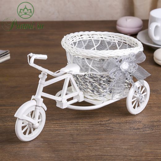 Корзина декоративная "Велосипед с корзинкой" серебро 10,5х22х10 см