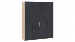 Шкаф комбинированный с 4 глухими дверями «Эмбер» (Яблоня Беллуно/Графит глянец)