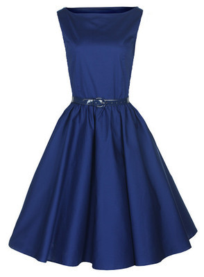 Темно-синее вечернее платье "Одри Хепберн" в стиле ретро
