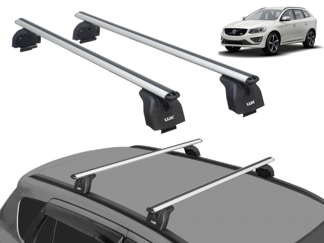 Багажник на крышу Volvo XC60, Lux, аэродинамические дуги (53 мм) на интегрированные рейлинги