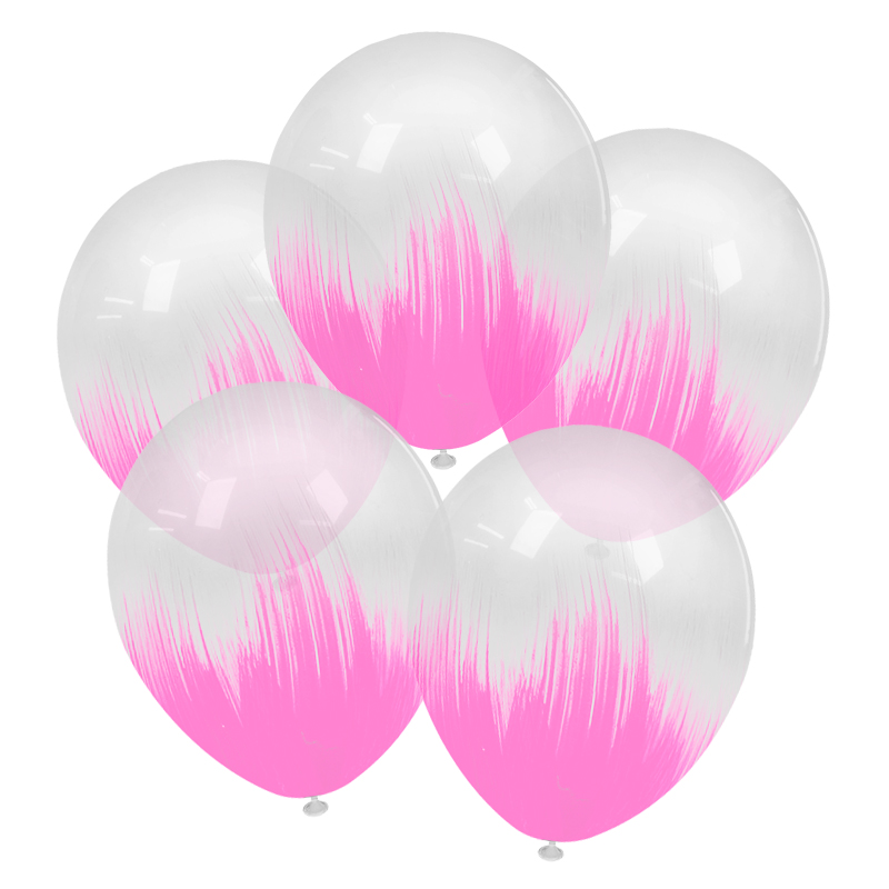 Браш эффект краски розовый на прозрачном шар латексный с гелием