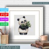"Cute panda 2". Digital cross stitch pattern.