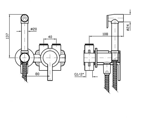 Гидроёршик с круглой лейкой и смесителем Zucchetti Articoli Vari ZGL417 схема 2