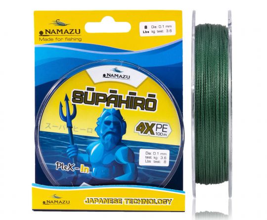 Шнур плетеный Namazu Supahiro 4Х L-100м болотно-зеленый
