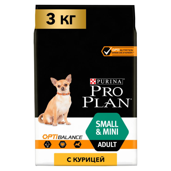 Сухой корм для собак мелких пород Pro Plan OptiBalance Small Mini Adult с курицей 3 кг