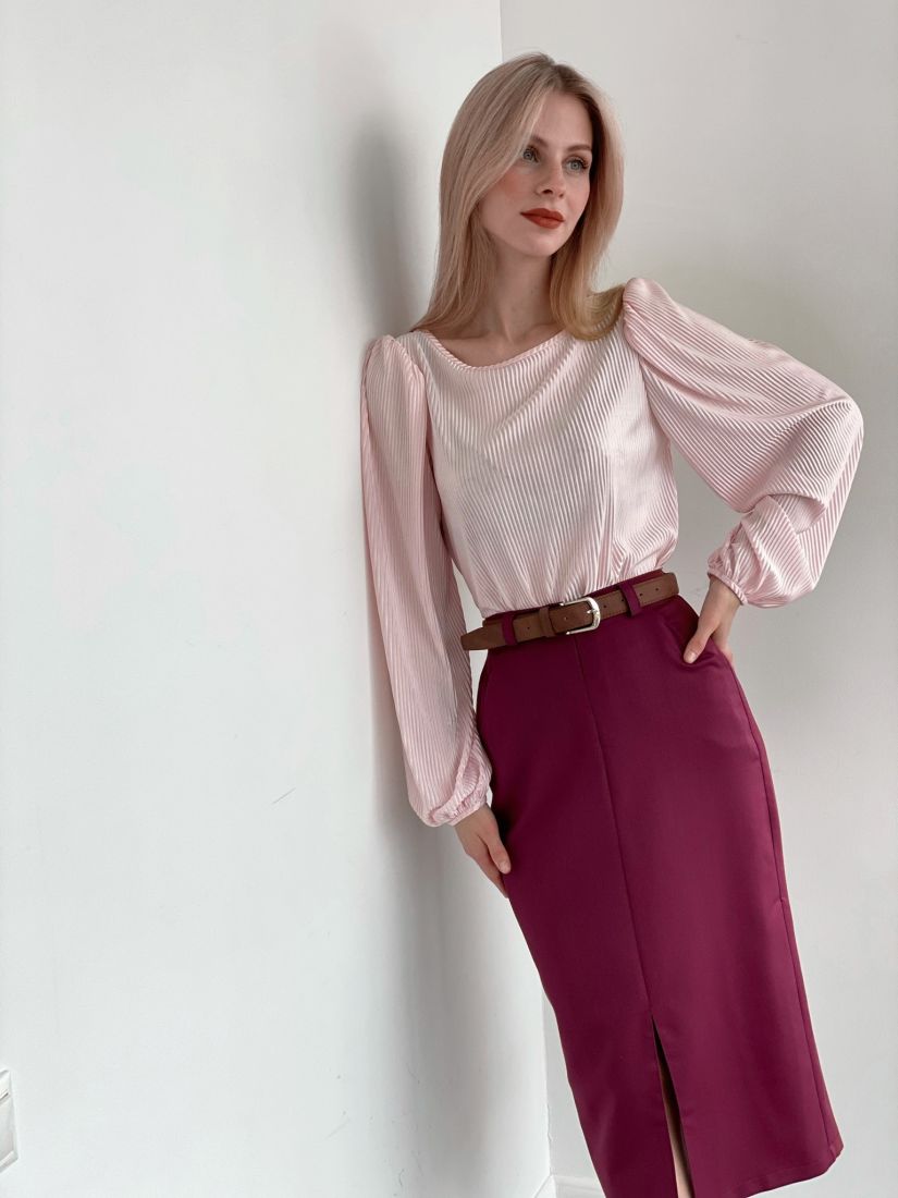 21131 Блуза из гофрированного армани-шёлка нежно-розовая