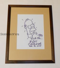 Автограф: Мэтт Грейнинг, с оригинальным рисунком. Гомер. Симпсоны / The Simpsons. Редкость