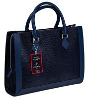 Кожаная деловая женская сумка Narvin 9804-N.Anaconda D.Blue