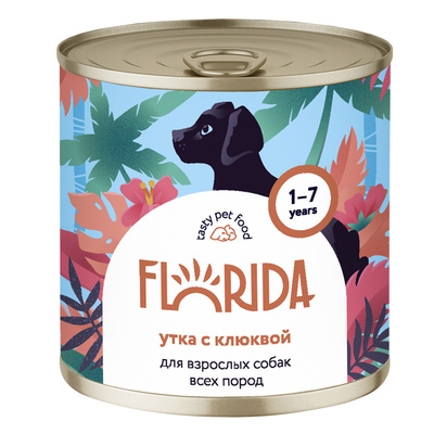 Влажный корм для собак FLORIDA  консервы для собак Утка с клюквой
