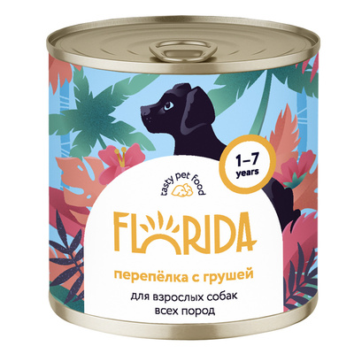 FLORIDA  консервы для собак Перепёлка с грушей