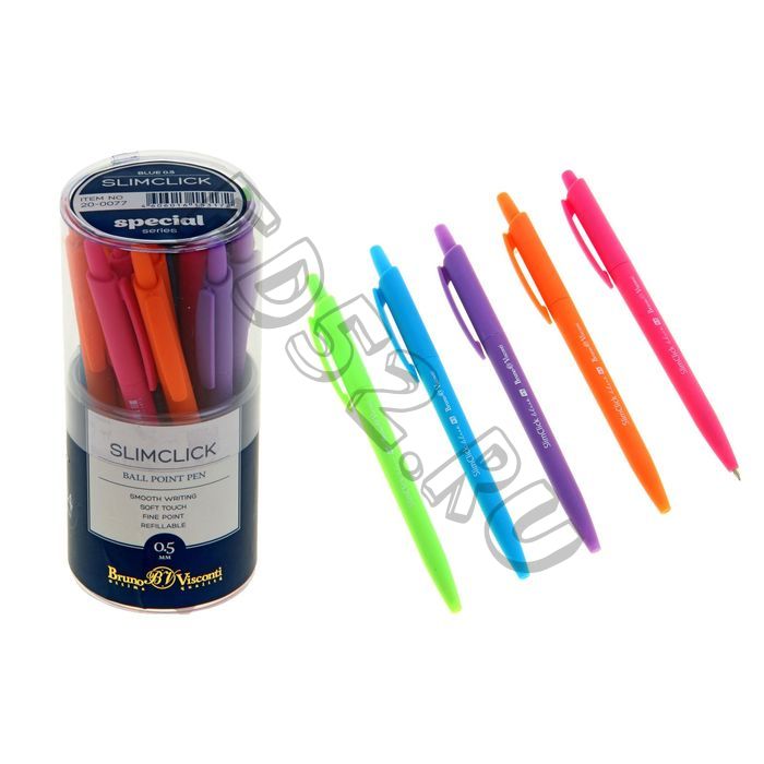 Ручка шариковая автоматическая SlimClick SPECIAL, 0.5 мм, синие чернила, матовый корпус Silk Touch, МИКС