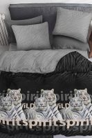 Поплин 1.5 спальный [черно-белый] Павлайн Sweet Sleep Тигр постельное белье