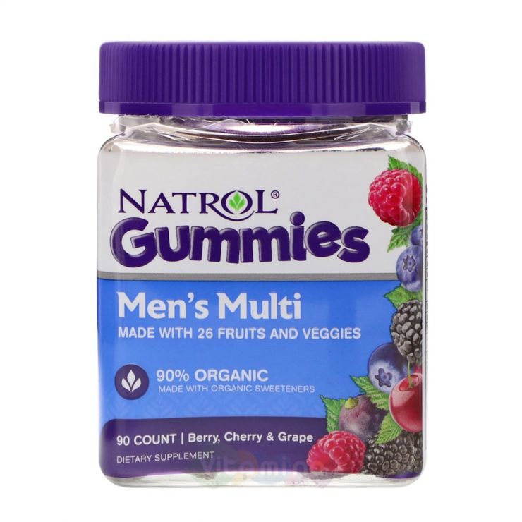 Natrol Gummies Мужские Мультивитамины со вкусом Ягоды, Вишни и Груши, 90 штук