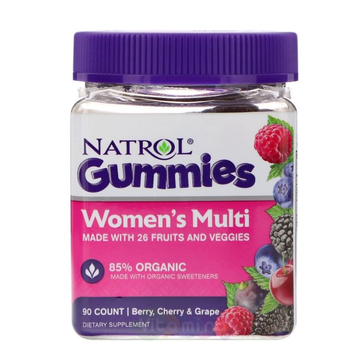 Natrol Gummies Женские Мультивитамины со вкусом Вишни и Винограда, 90 штук
