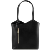 Patty - Женская кожаная сумка-рюкзак из кожи Сафьяно (Черный)