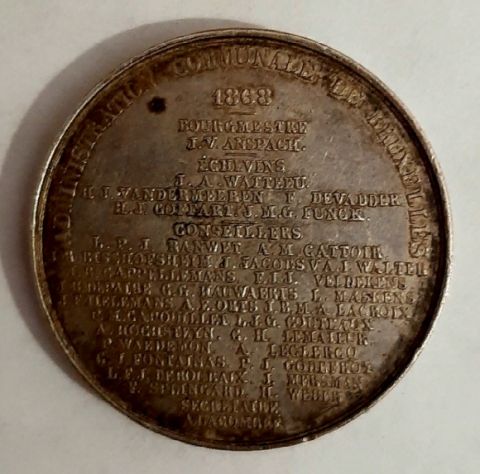Медаль 1868 Брюссель Бельгия AUNC