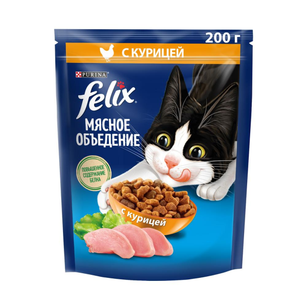 Сухой корм для кошек Felix Мясное Объедение с курицей